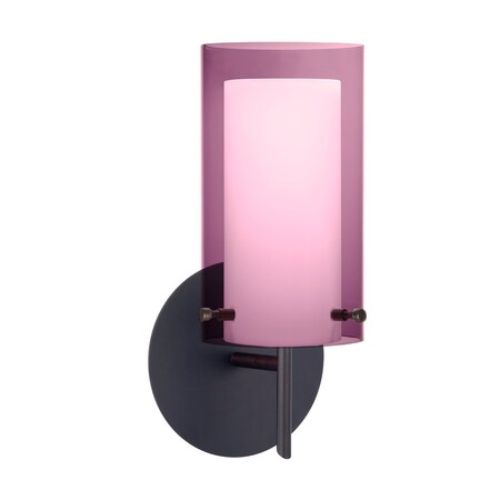 Besa Lighting Pahu 4 Mini Sconce, Amethyst/Opal, Bronze Finish, 1x40W Halogen 1SW-A44007-BR